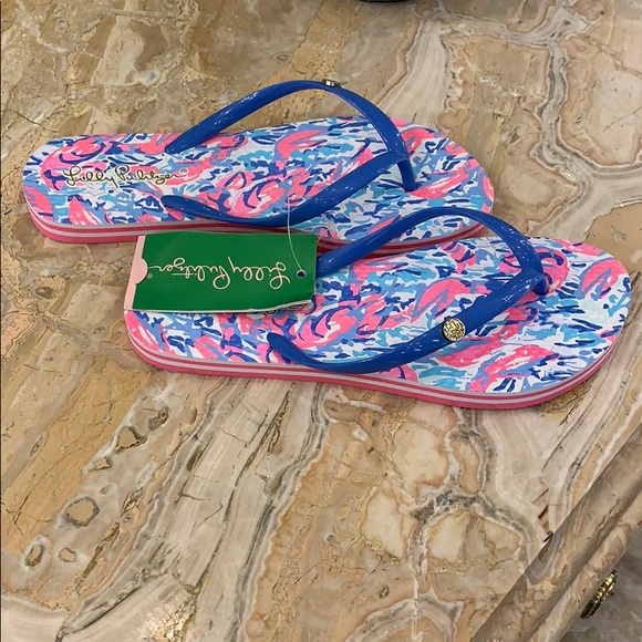 NWT Lilly Pulitzer Cosmic Coral flip flops - Picture 3 of 5
